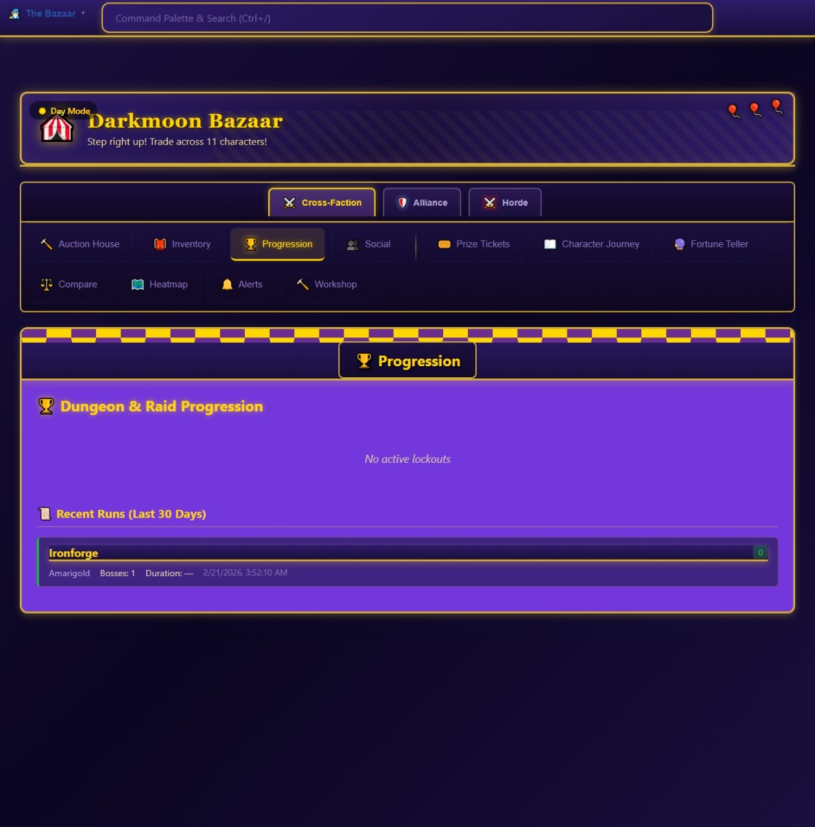 18.3.0   Darkmoon Bazaar   Progression